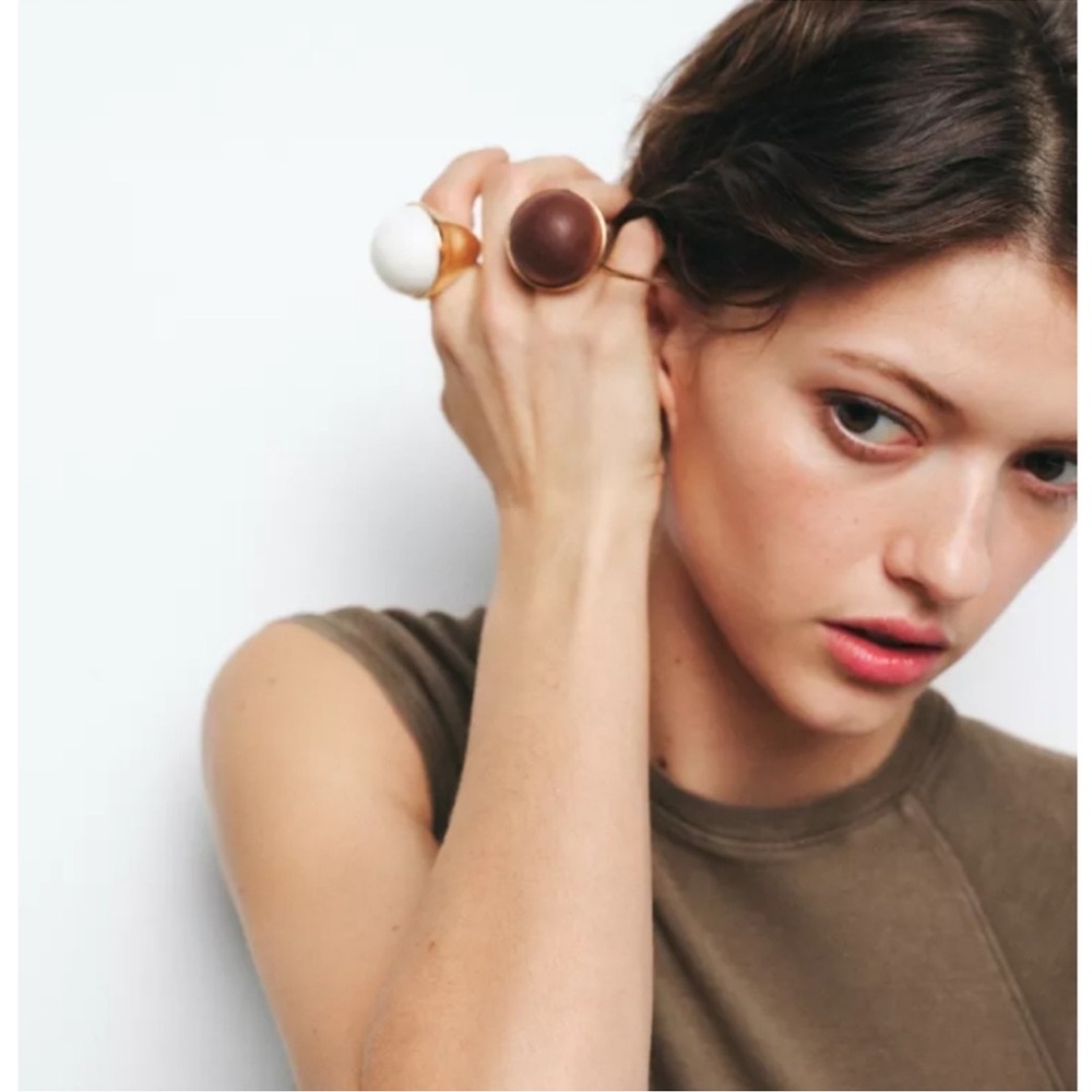 Zara - Gold and Brown Dome Ring (1pc)- NWT